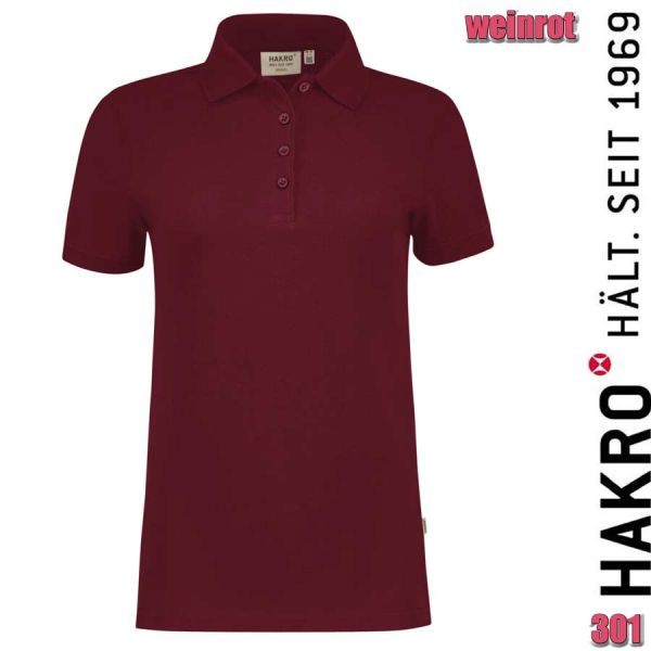 NO. 301 Hakro Damen Poloshirt Bio-Baumwolle GOTS, weinrot