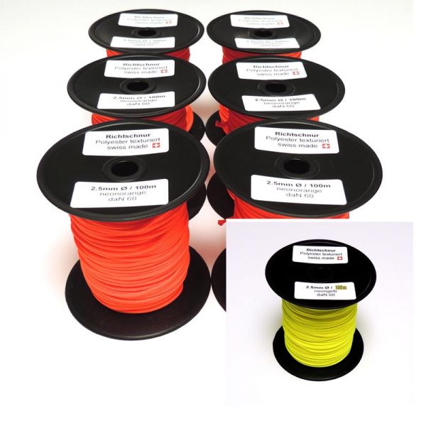 Richtschnur 2.5 mm, neongelb oder neonorange, 100m leicht elastisch