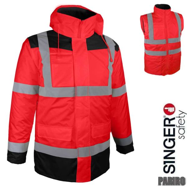 Warnschutzparka 4- IN-1,rot-blau PARIRO, SINGER Safety