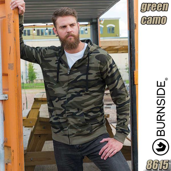 Full Zip, Camo Hooded Jacket, Burnside, BU8615