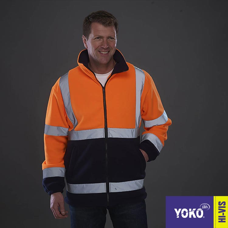 Warnschutz Fleecejacke YOKO Workwear, orange,blau , YK08 shopschwiiz.ch