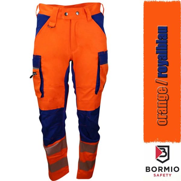 Handwerker HI-VIS Arbeitshose - Bormio Etzel - orange-royalblau