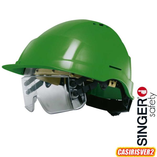 Schutzhelm IRIS2, grün, mit integrierter Schutzbrille, CASIRISVER2, SINGER Safety