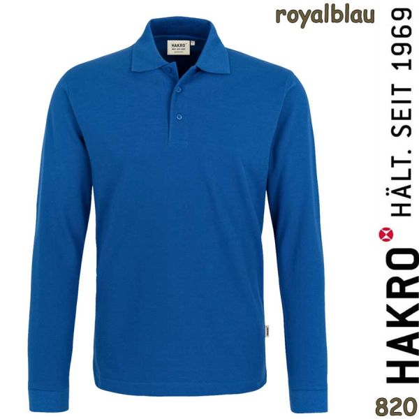 NO. 820 Hakro Longsleeve-Poloshirt Classic, royalblau