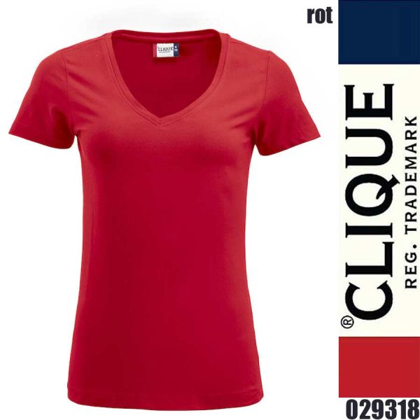 Arden T-Shirt V-Kragen, Damen, Clique - 029318, rot