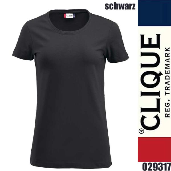 Carolina S/S, Damen T-Shirt Stretch rundhals, Clique - 029317, schwarz