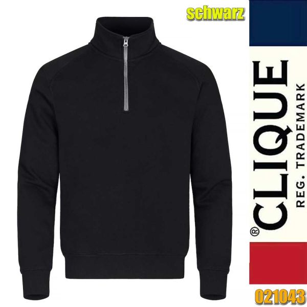 Classic Half Zip Sweat Shirt, Clique - 021043, schwarz