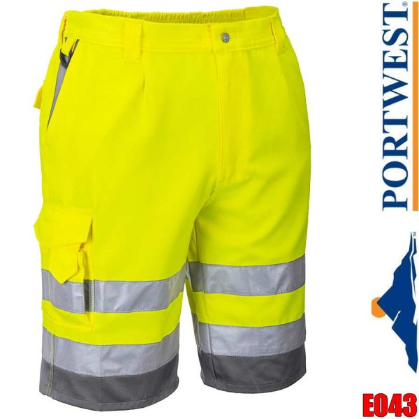 Warnschutz-Shorts, aus Baumwolle/Polyester, E043, PORTWEST, gelb-grau
