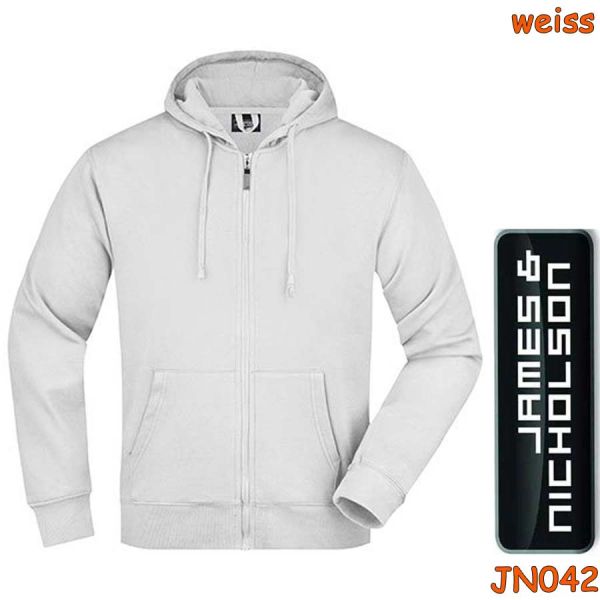 Herren Hooded Jacket, Kaputzenjacke, JN042, JAMES NICHOLSON, weiss