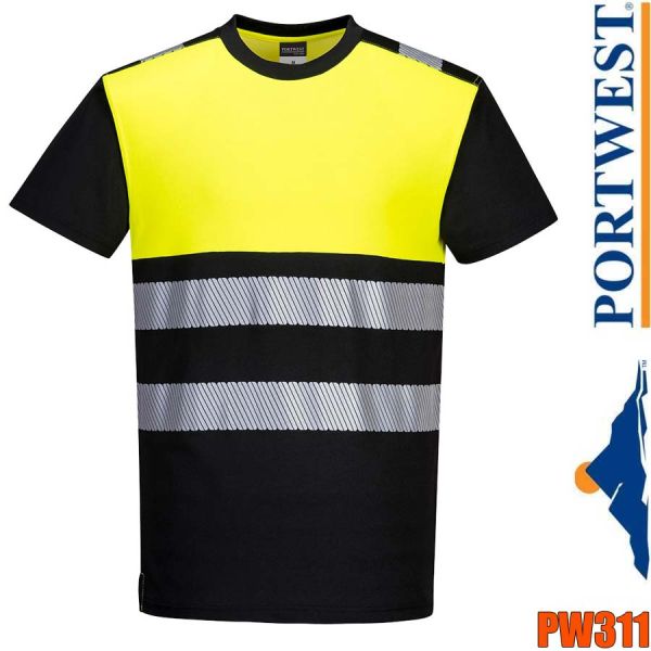 Warnschutz T-Shirt, Klasse1, PORTWEST, PW311, schwarz-gelb