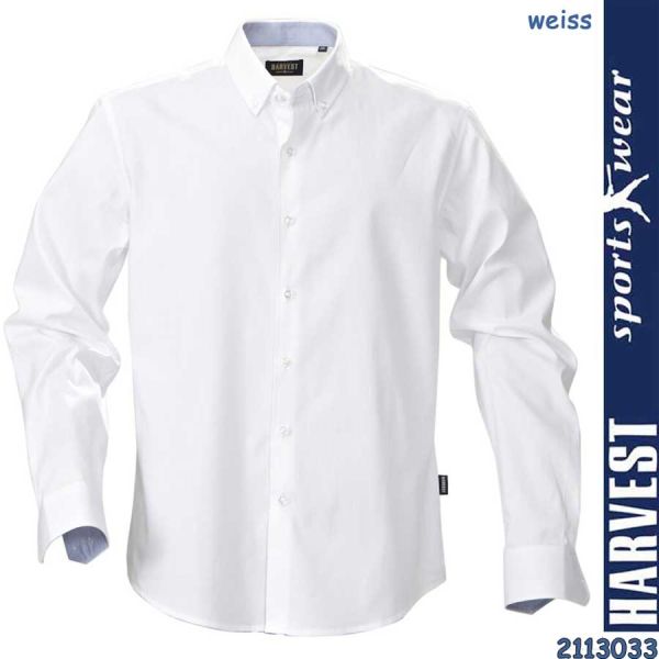 Herren-Hemd, Redding, Oxford, James Harvest, 2113033, weiss