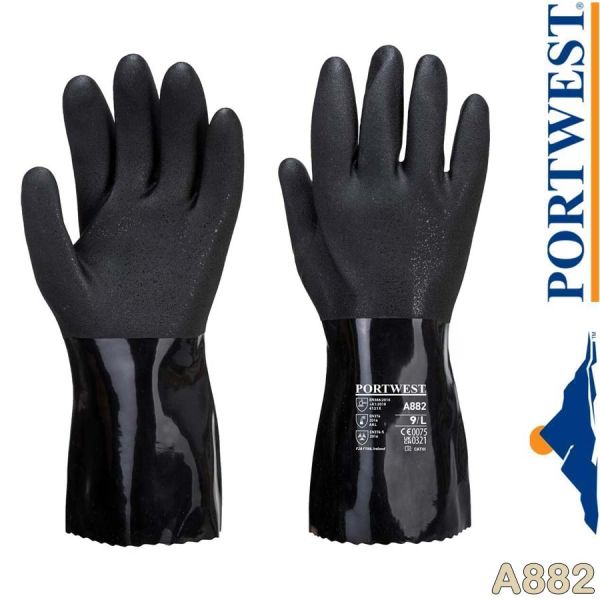ESD PVC Chemikalienschutz-Handschuh,schwarz, A882 PORTWEST