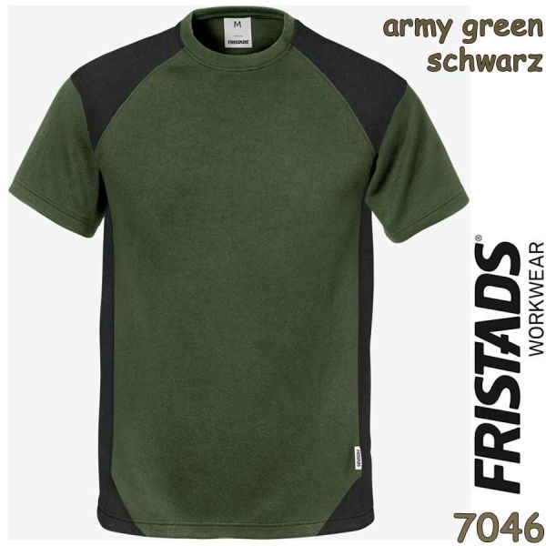 T-Shirt, innen weiche Baumwolle, UV-Schutz -7046, 122396, army green-schwarz