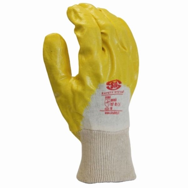 Citrin Nitrilhandschuh auf Baumwolltrikot, teilbeschichtet, Strickbund 