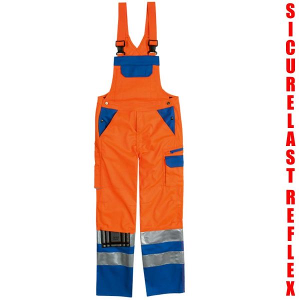 Warnschutz Latzhose leuchtorange/blau SICURELAST REFLEX -