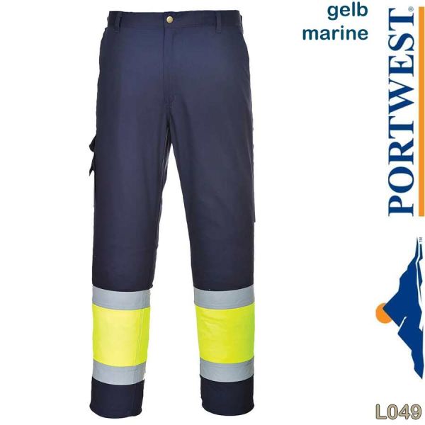 Combat Hose, zweifarbig, HI_VIS, L049, PORTWEST, gelb-marine