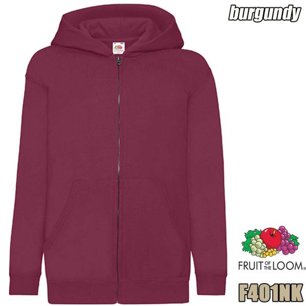 Kinder Classic Hooded Sweat Jacke, F401NK, Fruit of the Loom