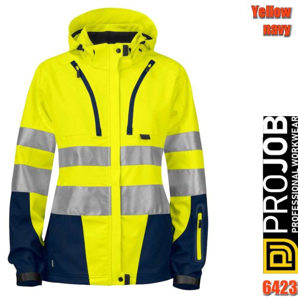 Funktionelle Softshell Damenjacke, HI-VIS, Klasse 3/2 - PROJOB 6423