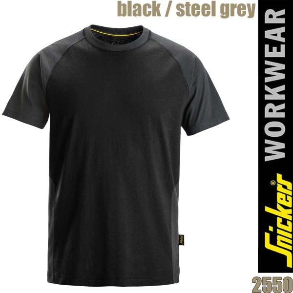 Zweifarbiges T-Shirt, SNICKERS, 2550, black, steel grey
