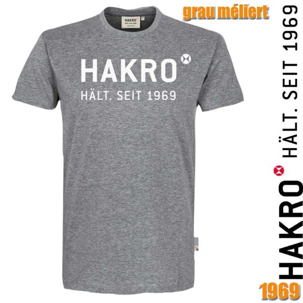 NO. 1969 Hakro T-Shirt mit Logo, graumeliert