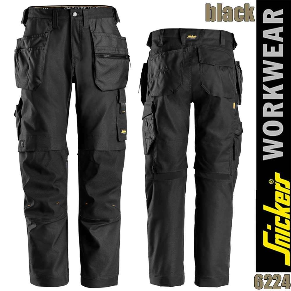 Produktbild von Snickers Canvas Arbeitshose Mit Holstertaschen – EN 14404, Schwarz, Regular Fit – Für Harte Arbeit