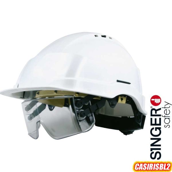 Schutzhelm IRIS2, weiss, mit integrierter Schutzbrille, CASIRISBL2, SINGER Safety