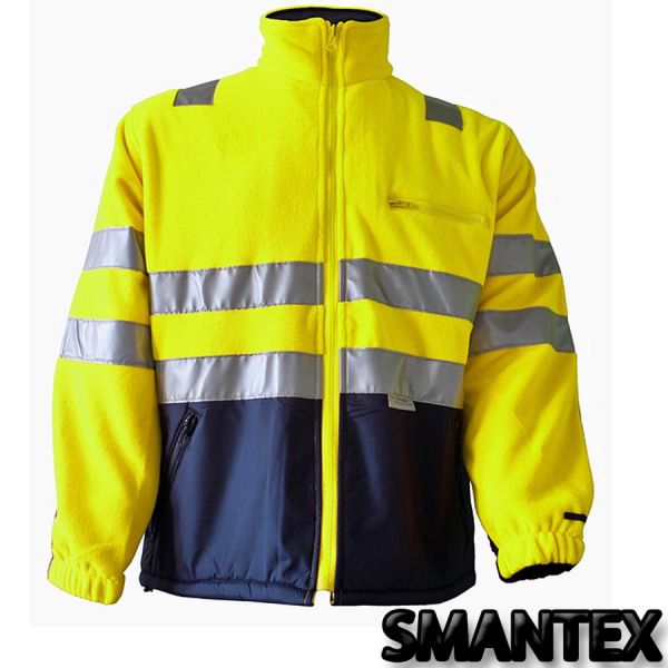 Smantex Lux-Fleecejacke - leuchtgelb-blau-20392