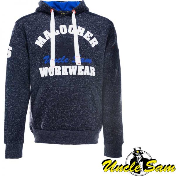 Strickfleecehoodie - UNCLE SAM, Malocher, schwarz/orange 