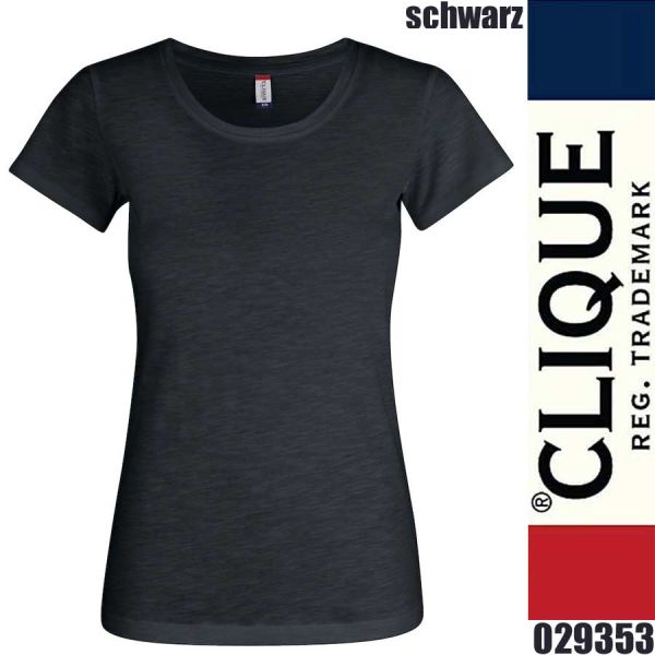 Slub-T Ladies T-Shirt Damen Rundhals, Clique - 029353, schwarz