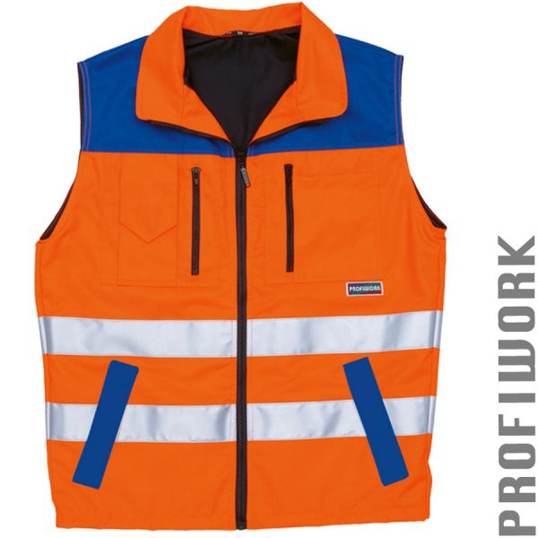 Warnschutz - Gilet PROFIWORK REFLEX - leuchtorange-blau - 10530