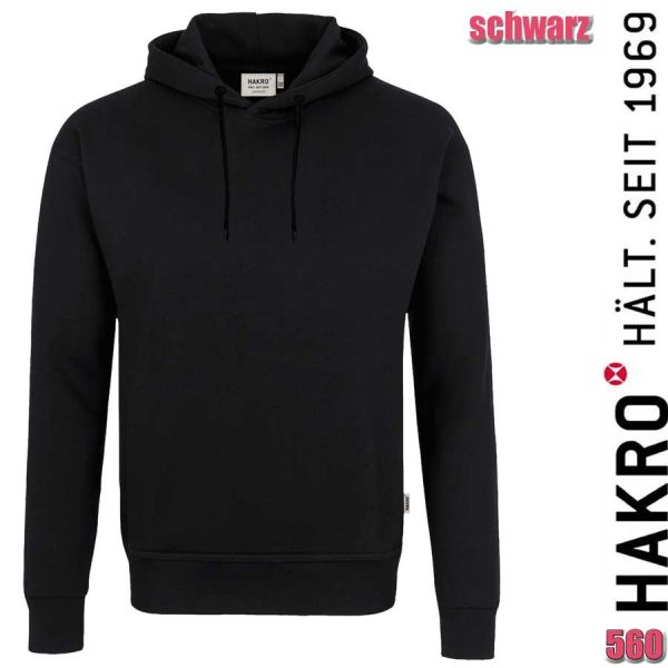 NO. 560 Hakro Kapuzen-Sweatshirt Bio-Baumwolle GOTS, schwarz