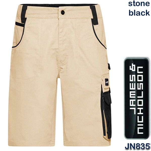 Workwear Bermudas Strong Shorts, James&Nicholson, JN835, stone,black
