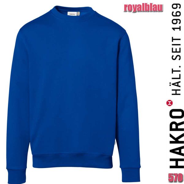 NO. 570 Hakro Sweatshirt Bio-Baumwolle GOTS, royalblau