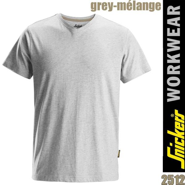 T-Shirt mit V-Ausschnitt, NEUHEIT ! - SNICKERS, 2512, grey melange