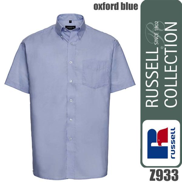 Men`s Short Sleeve Classic Oxford Shirt, Russel - Z933, oxford blue