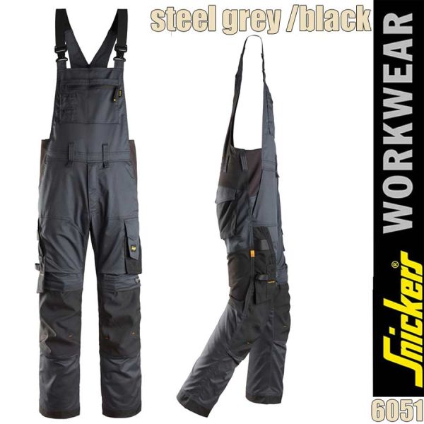 Stretch-Latzhose, AllroundWork, 6051, SNICKERS, steel-grey-black