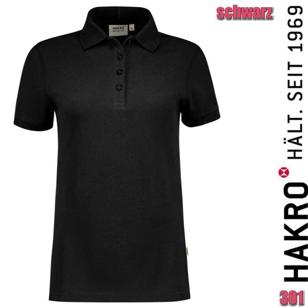 NO. 301 Hakro Damen Poloshirt Bio-Baumwolle GOTS, schwarz